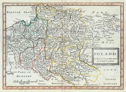 1784 Bowles / Herman Moll Map of Poland