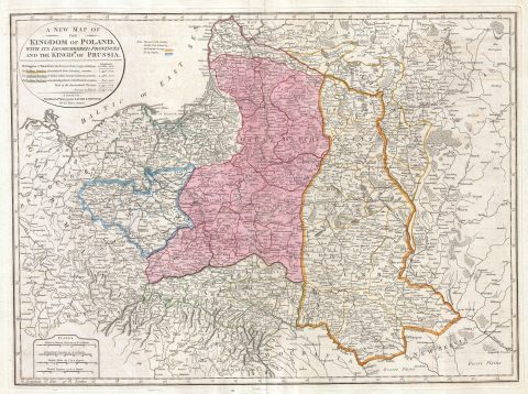 1794 Laurie and Whittle Map of Poland and Lithuania after Second Partition