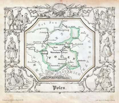 1846 Lowenberg Whimsical Map of Poland