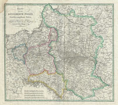 1831 Schropp Map of the Kingdom of Poland with Parts of Russia, Austria and Prussia