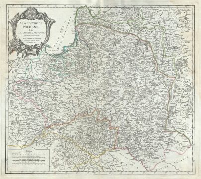 1752 Vaugondy Map of Poland and Lithuania