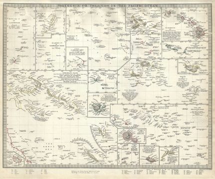1840 S.D.U.K. Map of Polynesia or the Islands in the Pacific Ocean