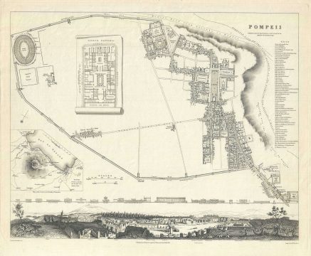 1832 S.D.U.K. Subscriber's Edition Map or City Plan of Pompeii, Italy