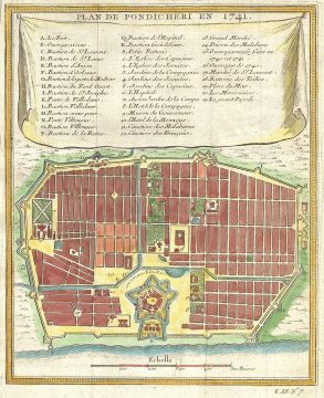 1741 Bellin Map of Pondicherry, India