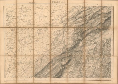1875 Dufour Map of the French/ Swiss Border near Neuchatel