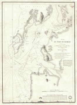 1840 Robet Cogan Nautical Map of Bombay / Mumbai, India