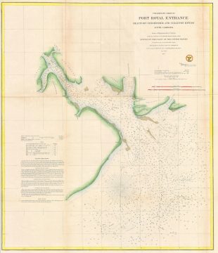 1859 U.S. Coast Survey Map of Port Royal Entrance and Hilton Head, South Carolina