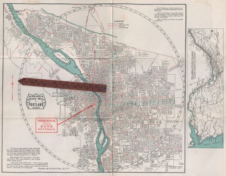 1926 Fred Bain Guide Map of Portland, Oregon