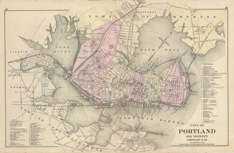 1885 Colby and Stuart Map of Portland, Maine
