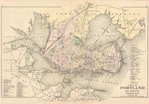 1885 Colby and Stuart Map of Portland, Maine