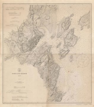 1914 U.S.C.G.S. Nautical Chart or Maritime Map of Portland Harbor, Maine