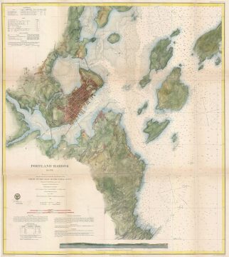 1866 U.S. Coast Survey Map of Portland Harbor, Maine