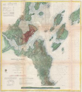 1866 U.S. Coast Survey Map of Portland Harbor, Maine