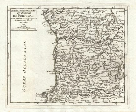 1749 Vaugondy Map of Northern Portugal
