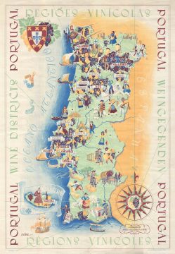 1959 Mário Costa Pictorial Wine Map of Portugal
