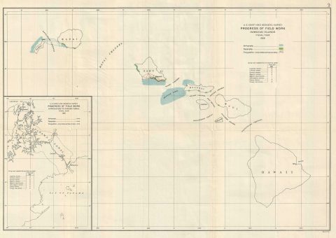 1926 U.S. Coast and Geodetic Survey Map of Field Work in Hawaii