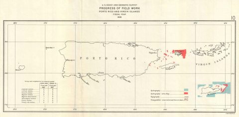 1926 U.S. Coast Survey Map of Puerto Rico w/ Virgin Islands