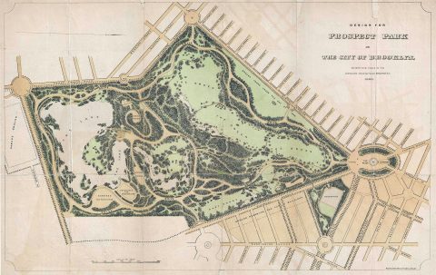 1869 Vaux and Olmsted Map or Plan of Prospect Park, Brooklyn, New York