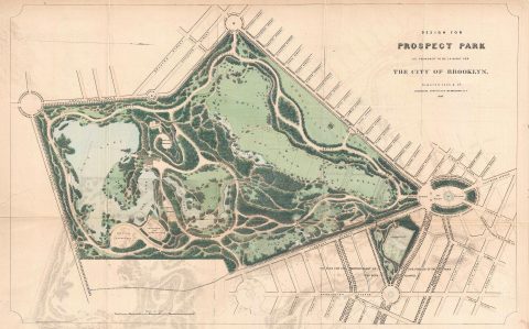 1868 Vaux and Olmsted Map or Plan of Prospect Park, Brooklyn, New York