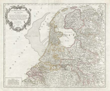 1753 Vaugondy Map of the United Provinces of Netherlands