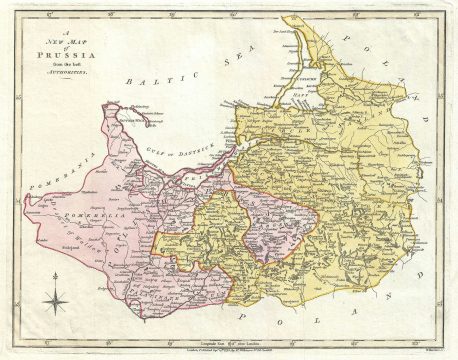 1793 Wilkinson Map of Prussia (Germany and Poland)