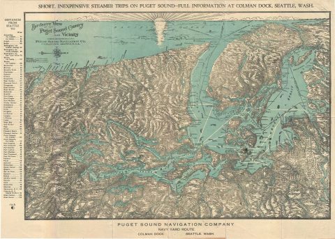1927 Bird's Eye View or Map of Puget Sound, Washington