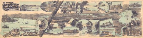 1898 Toronto Lithographing View and Map of the Quebec and St. John Railway