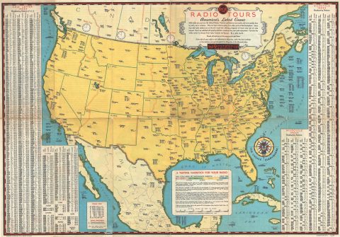 1934 RCA Radiotron Radio Map of the United States
