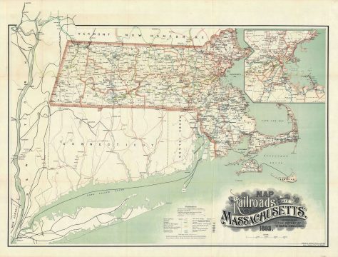 1892 Walker Railroad Commission Map of Massachusetts