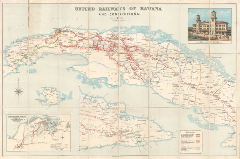 1913 Waterlow Railroad Map of Cuba