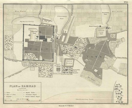 1854 Pharoah Map of Ramnad or Ramanathapuram, Tamil Nadu, India