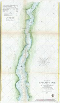 1857 U.S. Coast Survey Map or Chart of the Rappahannock River, Virginia