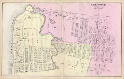 1873 Beers Map of Ravenswood (Long Island City), Queens, New York City