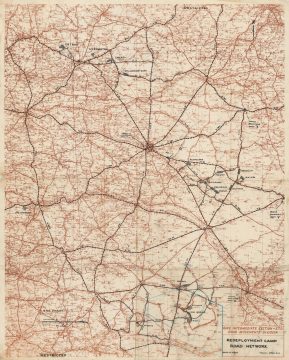 1945 U.S. Army Road Map of Reims, France and Army Redeployment Camps
