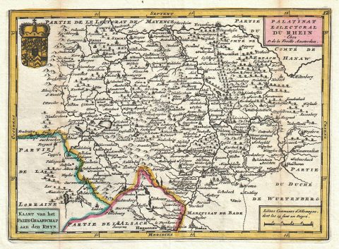 1747 La Feuille Map of Rhineland, Germany