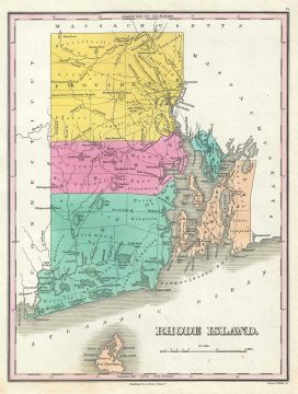 1828 Finley Map of Rhode Island