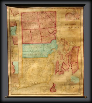 1855 Walling Wall Map of Rhode Island