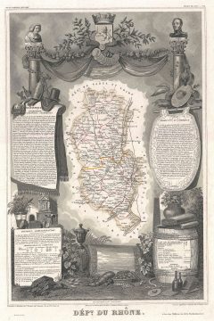 1852 Levasseur Map of the Department Du Rhone, France ( Beaujolais Wine Region)