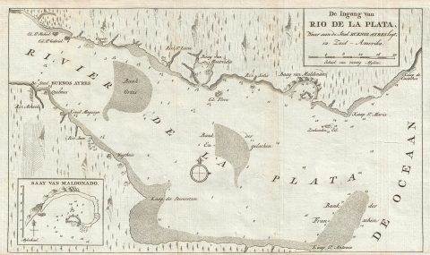 1767 Isaak Tirion Map of the Rio de la Plata
