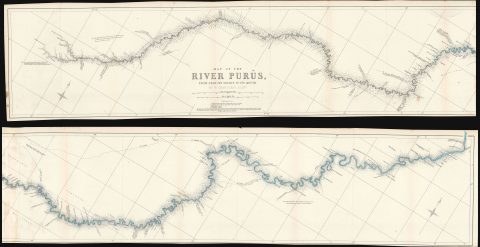1866 Chandless Ribbon Map of the Purus River, Brazil and Peru