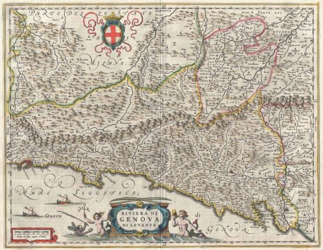 1646 Blaeu Map of the Bay of Genoa, Italy