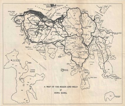 1920s Information Bureau Map of Hong Kong (showing roads)