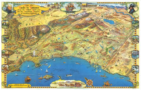 1963 Pictorial Bird's Eye View Map of Southern California