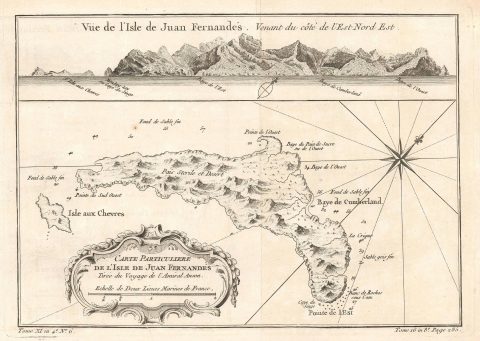 1780 Bellin Map of Robinson Crusoe Island, Juan Fernández Islands