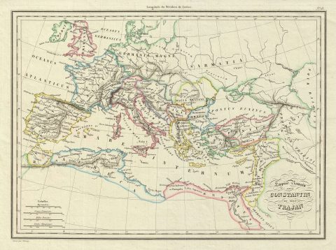 1837 Malte-Brun Map of the Roman Empire under Constantine