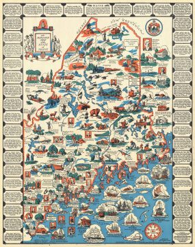 1936 Fowler and Dodge Pictorial Map of Maine