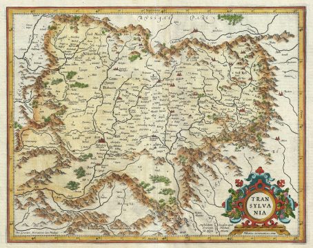 1606 Mercator and Hondius Map of Transylvania (Romania)