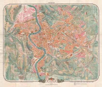 1920 Trabacchi Map of Rome, Italy
