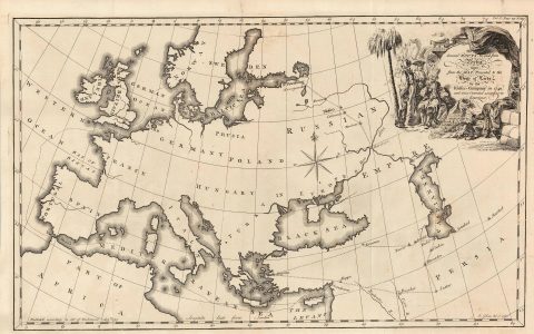 1762 Jonas Hanway Map of Europe with Trade Routes to Persia