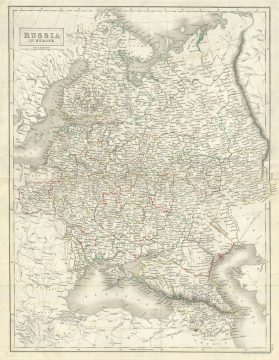 1844 Black Map of European Russia